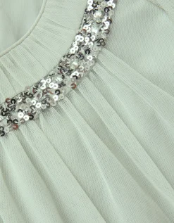 Nessa Sparkle Collar Waterfall Dress Green