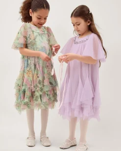 Nessa Sparkle Collar Waterfall Dress Purple