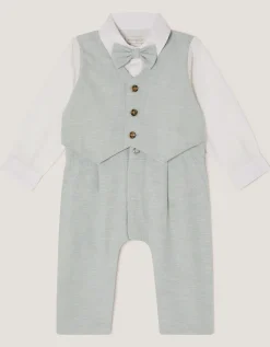 Newborn Arlo Waistcoat Romper Green