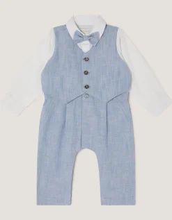 Newborn Arlo Waistcoat Romper Blue