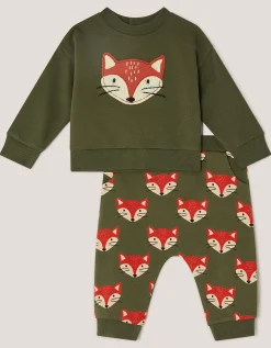 Newborn Fox Jumper & Leggings Set Green