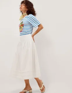 Nicole Cotton Midi Skirt White