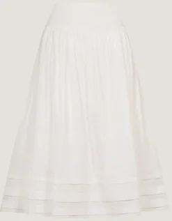 Nicole Cotton Midi Skirt White
