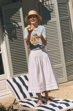 Nicole Cotton Midi Skirt White