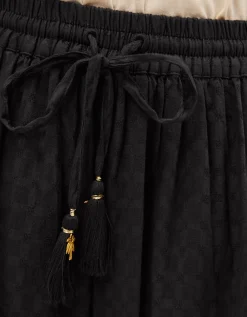 Nora Textured Cotton Balloon Trousers Black