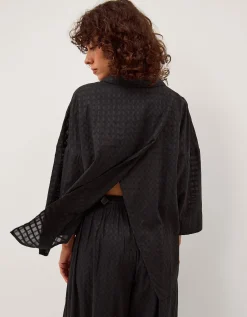Nora Textured Cotton Shirt Black