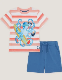 Octopus T-Shirt & Jersey Shorts Set Orange