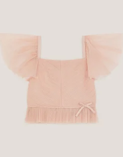 Olene Pleat Tulle Top Pink