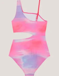 Ombré Asymmetrical Cut Out Swimsuit Pink