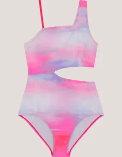 Ombré Asymmetrical Cut Out Swimsuit Pink