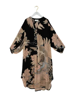 One Hundred Stars Darcy Crane Print Tunic Dress Black