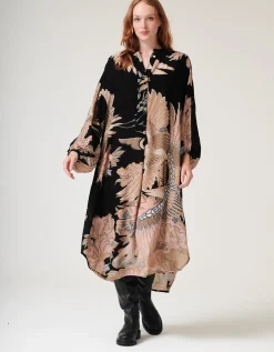 One Hundred Stars Darcy Crane Print Tunic Dress Black