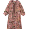 One Hundred Stars Giant Kantha Pussybow Midi Dress