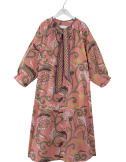 One Hundred Stars Giant Kantha Pussybow Midi Dress