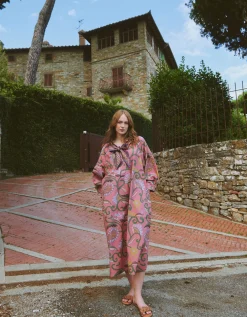 One Hundred Stars Giant Kantha Pussybow Midi Dress
