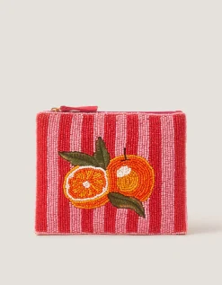 Orange Beaded Pouch
