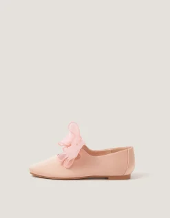 Organza Bow Ballet Flats Pink