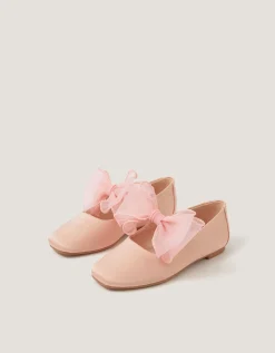 Organza Bow Ballet Flats Pink