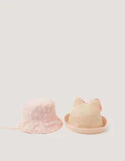 2-Pack Baby Embroidered Bunny Hats Multi