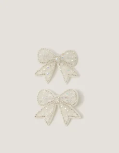 2-Pack Bead Bow Hair Clips