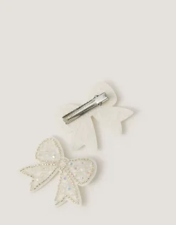 2-Pack Bead Bow Hair Clips