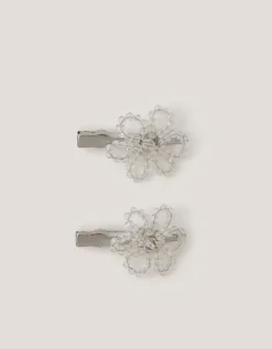 2-Pack Beaded Flower Hair Clips