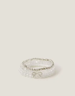 4-Pack Bow Pearl Bracelets Ivory