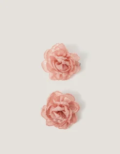 2-Pack Bridesmaid Flower Hair Clips Pink