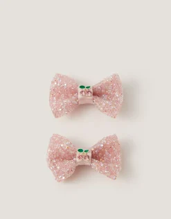 2-Pack Cherry Bow Hair Clips