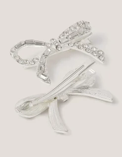2-Pack Diamanté Bow Hair Clips