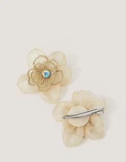 2-Pack Diamanté Flower Hair Clips