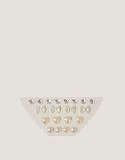 10-Pack Diamanté & Pearl Stick On Earrings