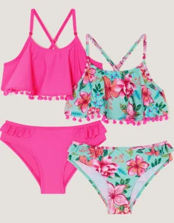2-Pack Floral & Plain Bikini Sets Multi