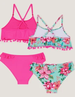 2-Pack Floral & Plain Bikini Sets Multi
