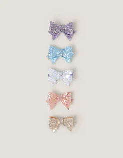 5-Pack Glitter Bow Hair Clips