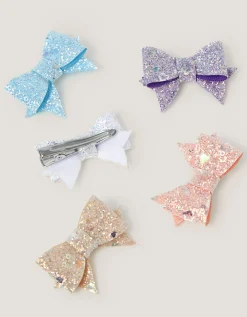5-Pack Glitter Bow Hair Clips