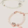 2-Pack Heart & Rose Tube Bracelets
