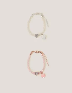 2-Pack Heart & Rose Tube Bracelets