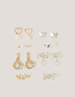 8-Pack Jewel Butterfly Earrings & Rings