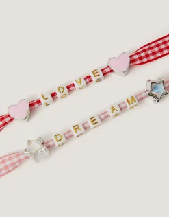 2-Pack Mon Cheri Bead Gingham Bracelets