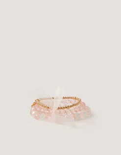 3-Pack Organza Bow Bead Bracelets