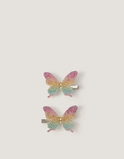 2-Pack Rainbow Butterfly Hair Clips