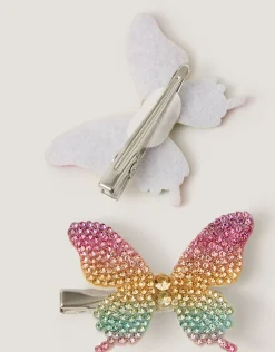 2-Pack Rainbow Butterfly Hair Clips