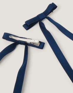 2-Pack Ribbon Bow School Hair Clips