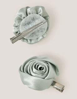 2-Pack Satin Rosette Hair Clips