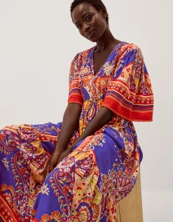 Padma Printed Midi Dress Blue