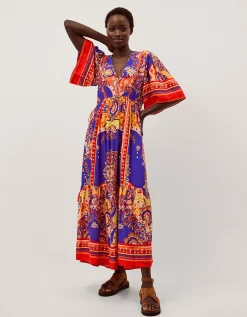 Padma Printed Midi Dress Blue