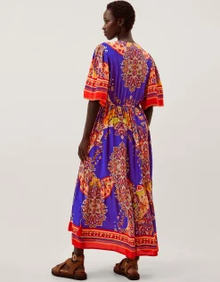 Padma Printed Midi Dress Blue