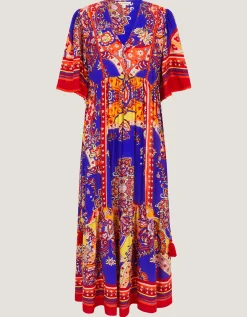 Padma Printed Midi Dress Blue