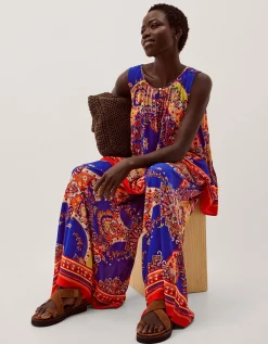 Padma Printed Palazzo Trousers Blue